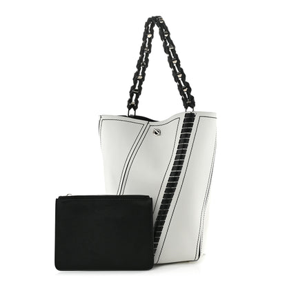 Proenza Schouler Smooth Calfskin Medium Hex Bucket Bag Black White 1 of 12