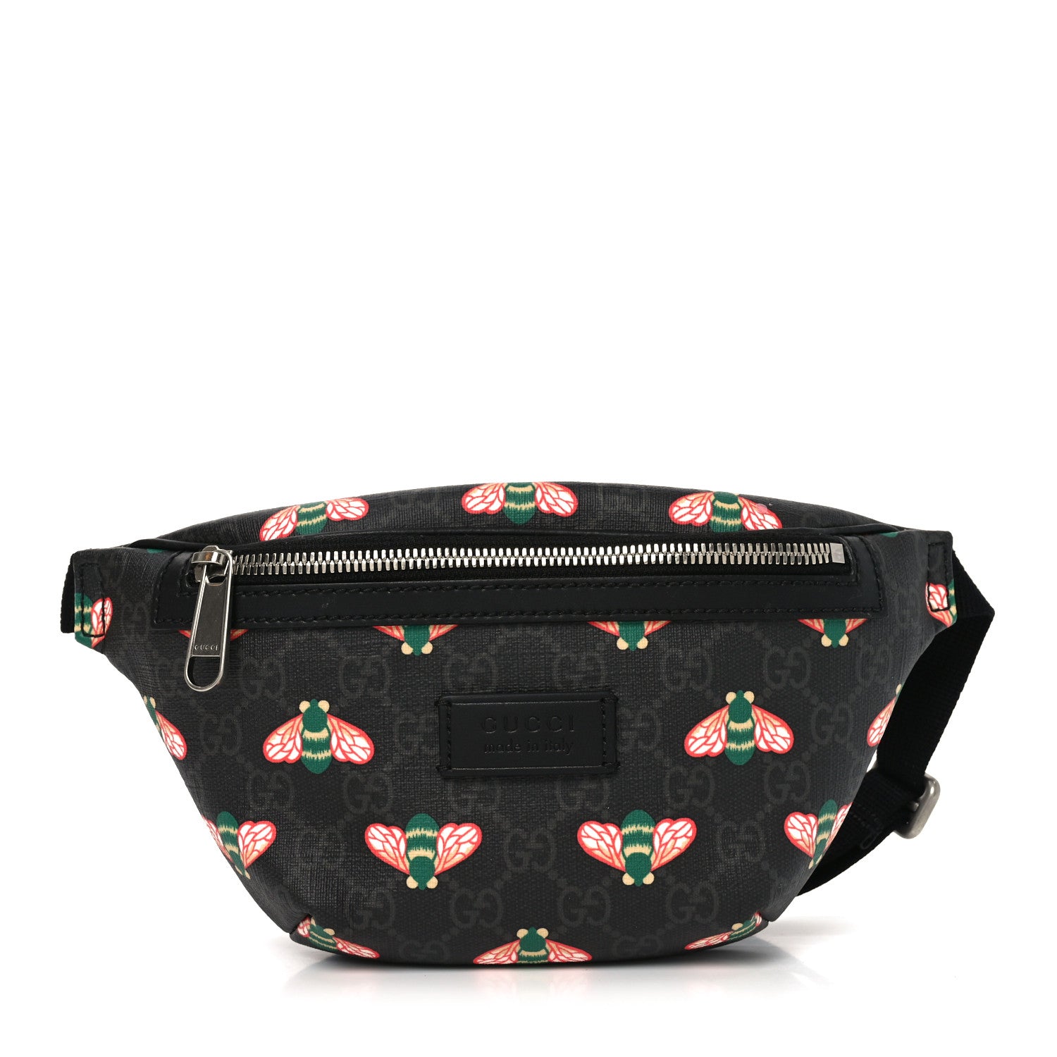 Gucci GG Supreme Monogram Bee Multicolor Appia Calfskin Belt Bag Black Multicolor 1 of 9