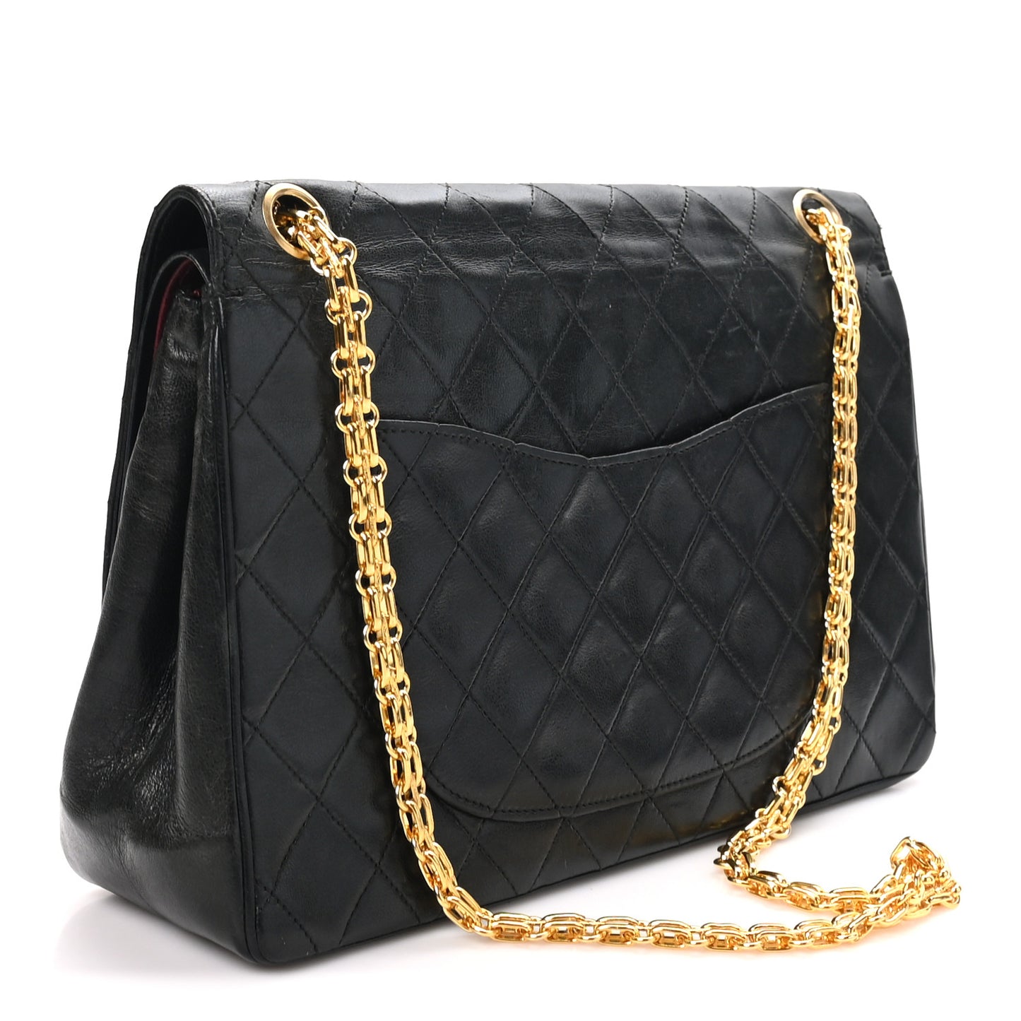 Lambskin Quilted Medium Double Flap Bijoux Chain Black
