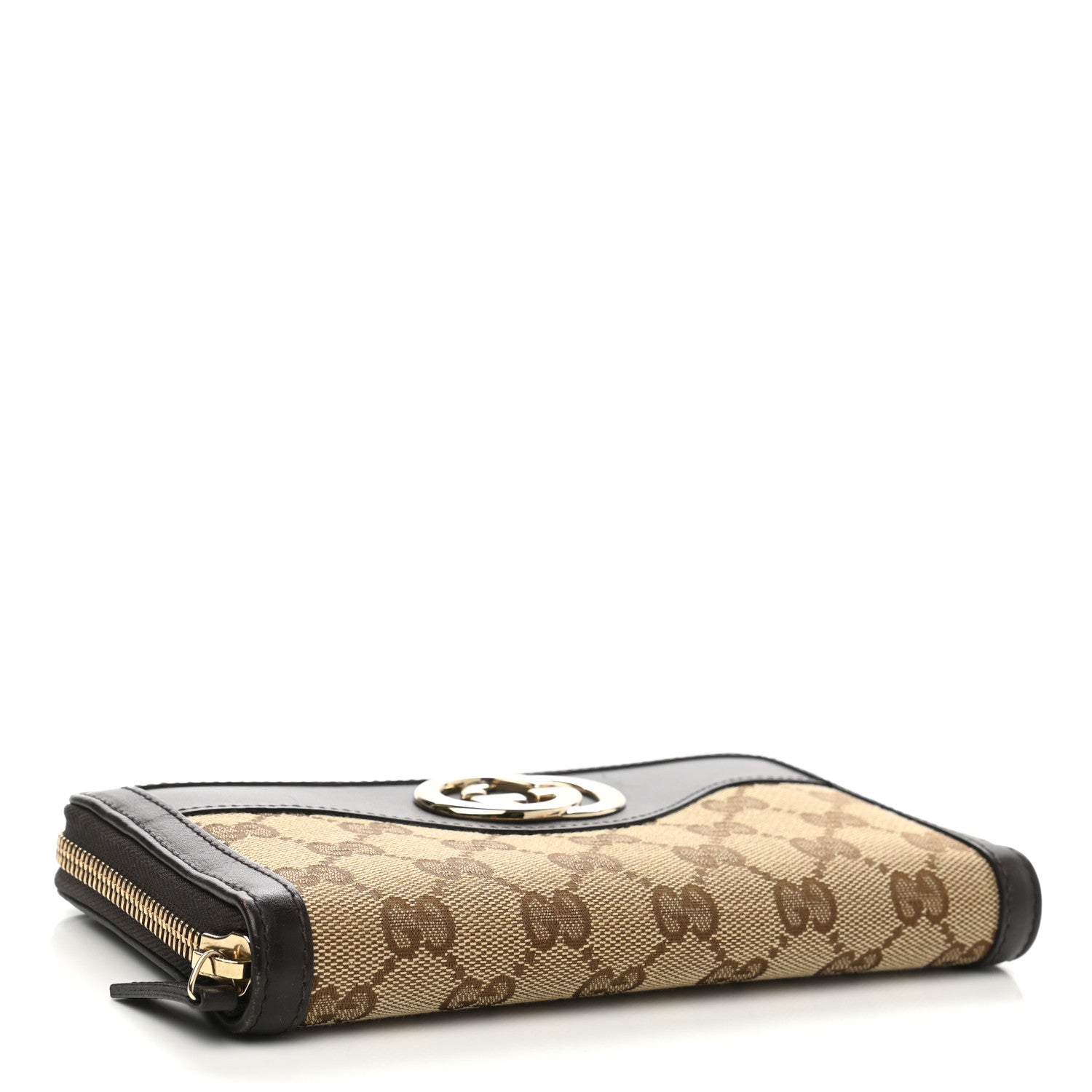 Gucci Monogram Margaux Calfskin Sukey Zip Around Wallet Beige Ebony Cocoa 4 of 8