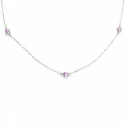 Tiffany Sterling Silver Elsa Peretti Color By The Yard Pink Sapphire Necklace 1 of 5