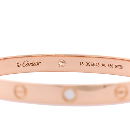 Cartier 18K Pink Gold 4 Diamond LOVE Bracelet 18 7 of 8