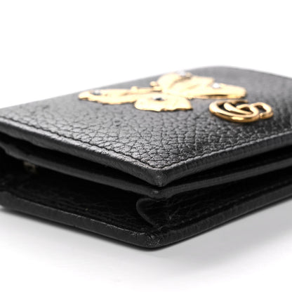 Gucci Pebbled Calfskin Butterfly Card Case Black 10 of 13