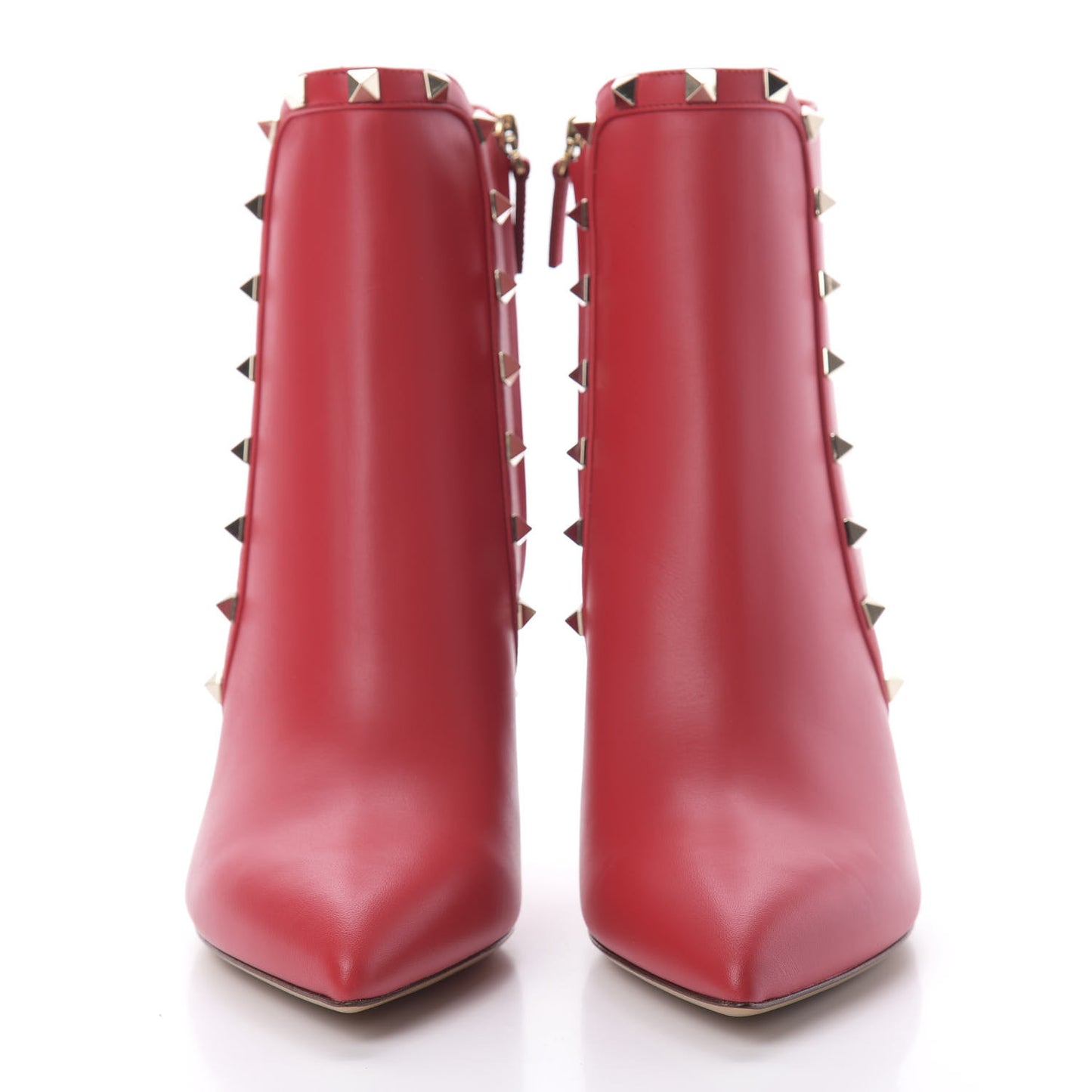 Calfskin Rockstud 85mm Ankle Booties 39.5 Rouge Pur