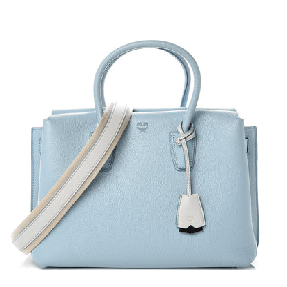 MCM Grained Calfskin Medium Milla Tote Sky Blue 1 of 12