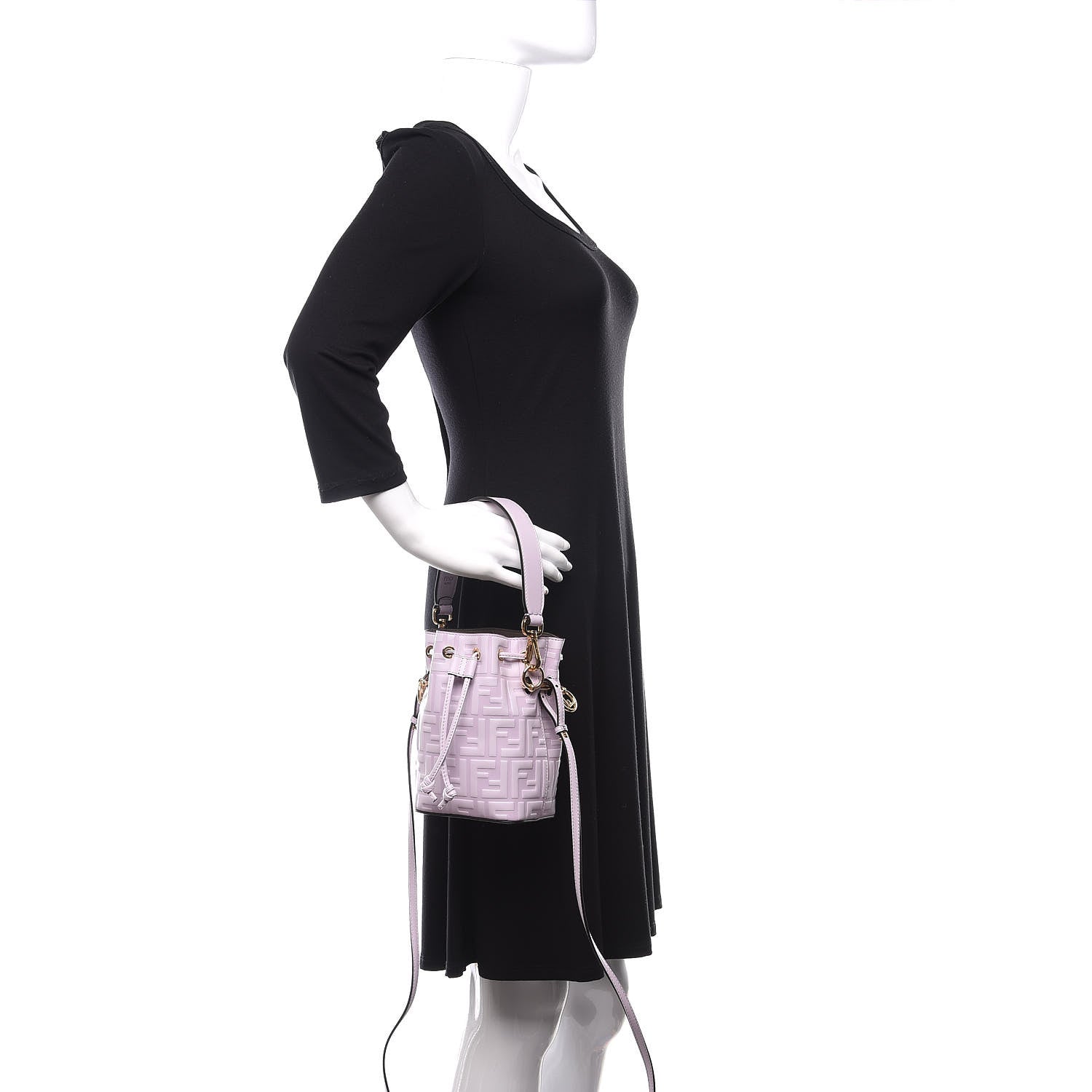 Fendi Vitello Termosport F is Fendi FF 1974 Embossed Mini Mon Tresor Bucket Bag Anemone 3 of 11