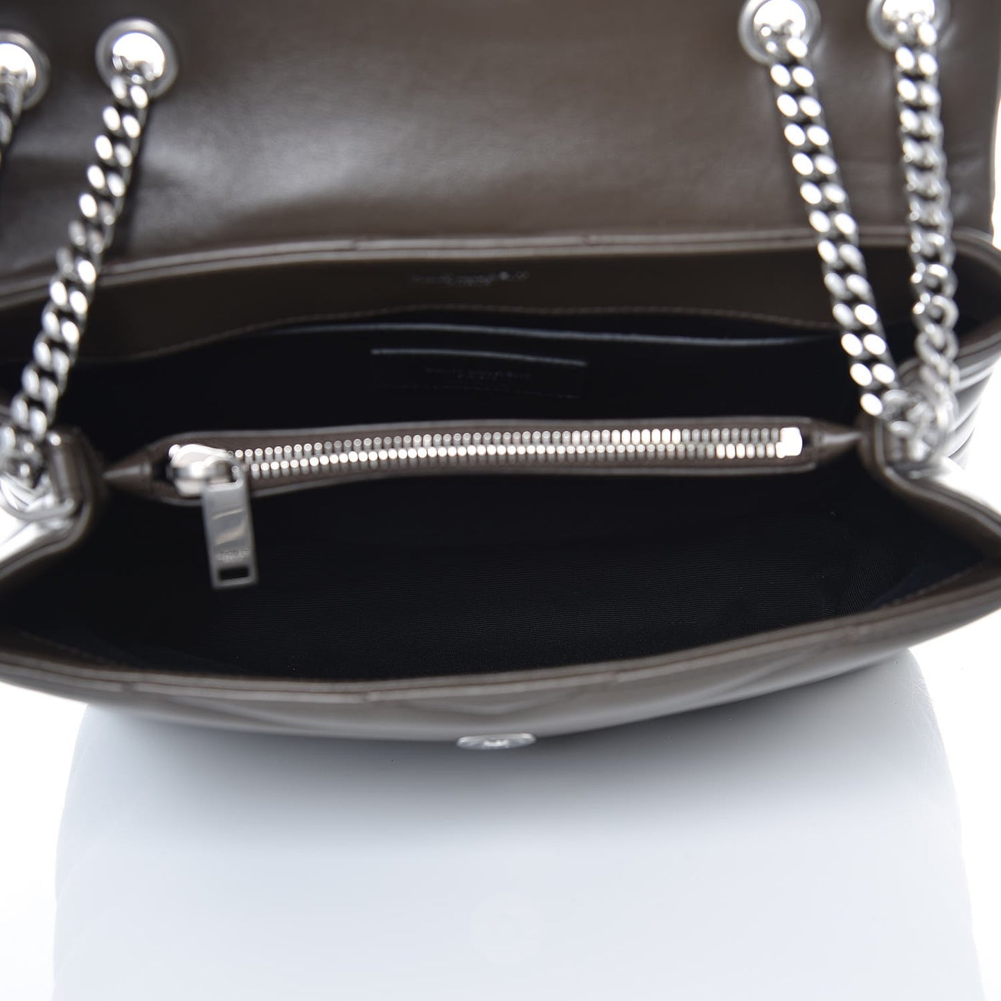 Calfskin Y Quilted Monogram Small Loulou Chain Satchel Asphalt