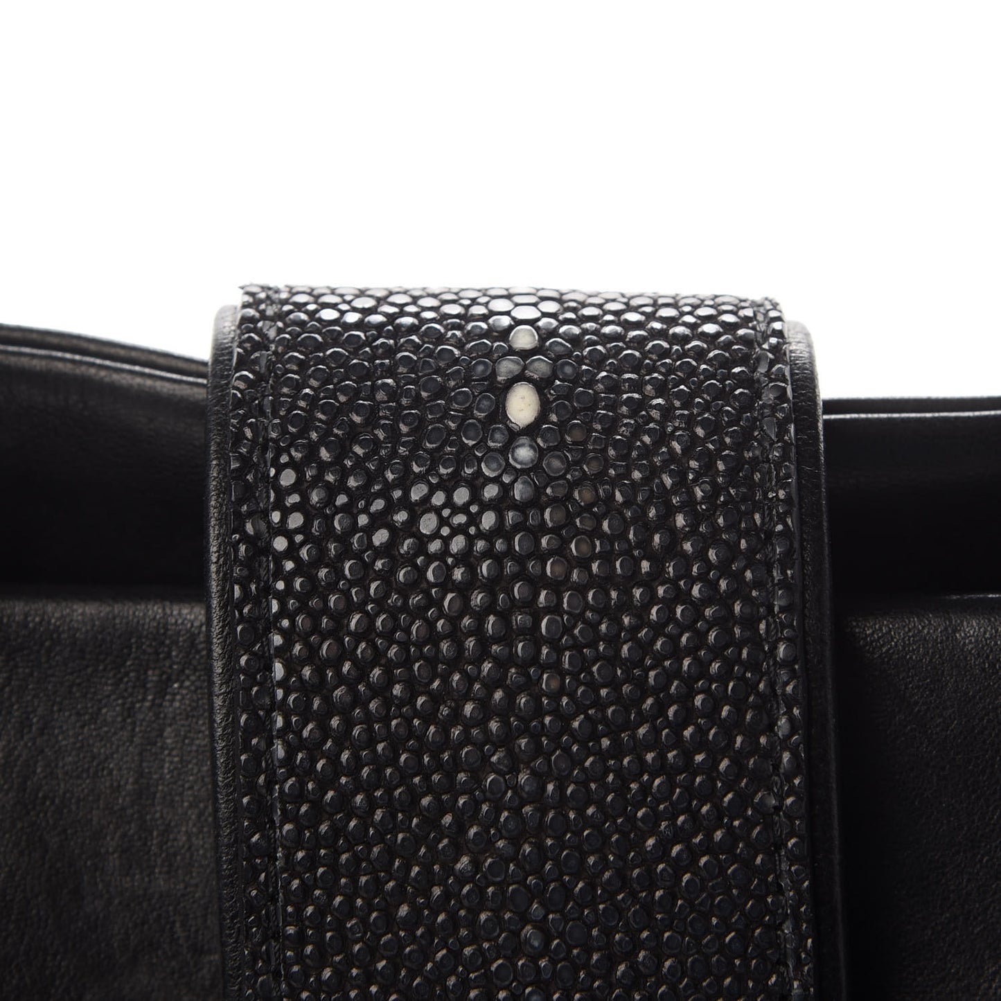 Glazed Calfskin Stingray Large Bindi CC Tote Black