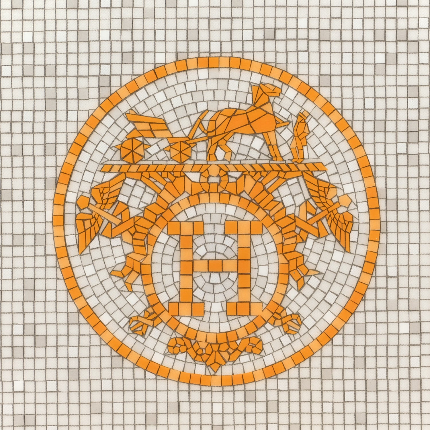 Hermes Porcelain Mosaique au 24 Gold Sushi Plate 5 of 9
