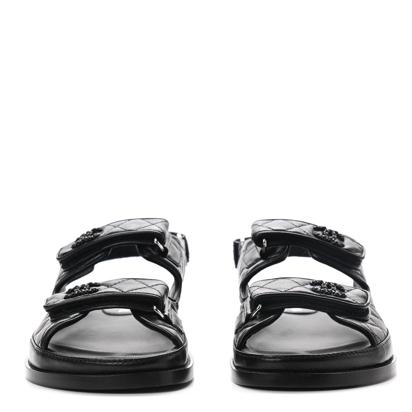 Lambskin Velcro Dad Sandals 39 Black