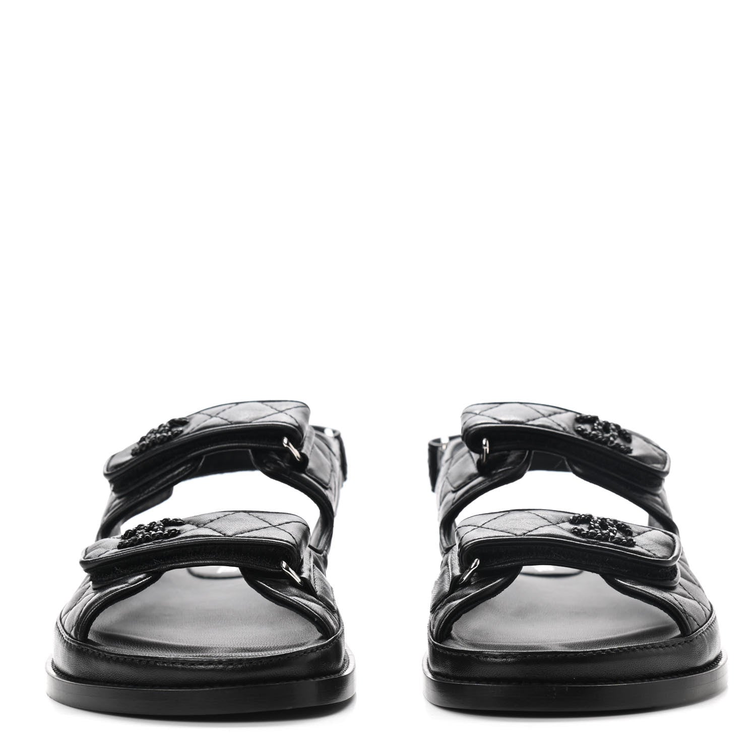 Chanel Lambskin Velcro Dad Sandals 39 Black 2 of 8