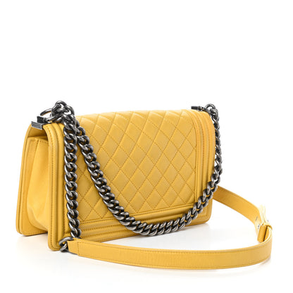 Chanel Calfskin Quilted Medium Boy Flap Yellow 3 of 10