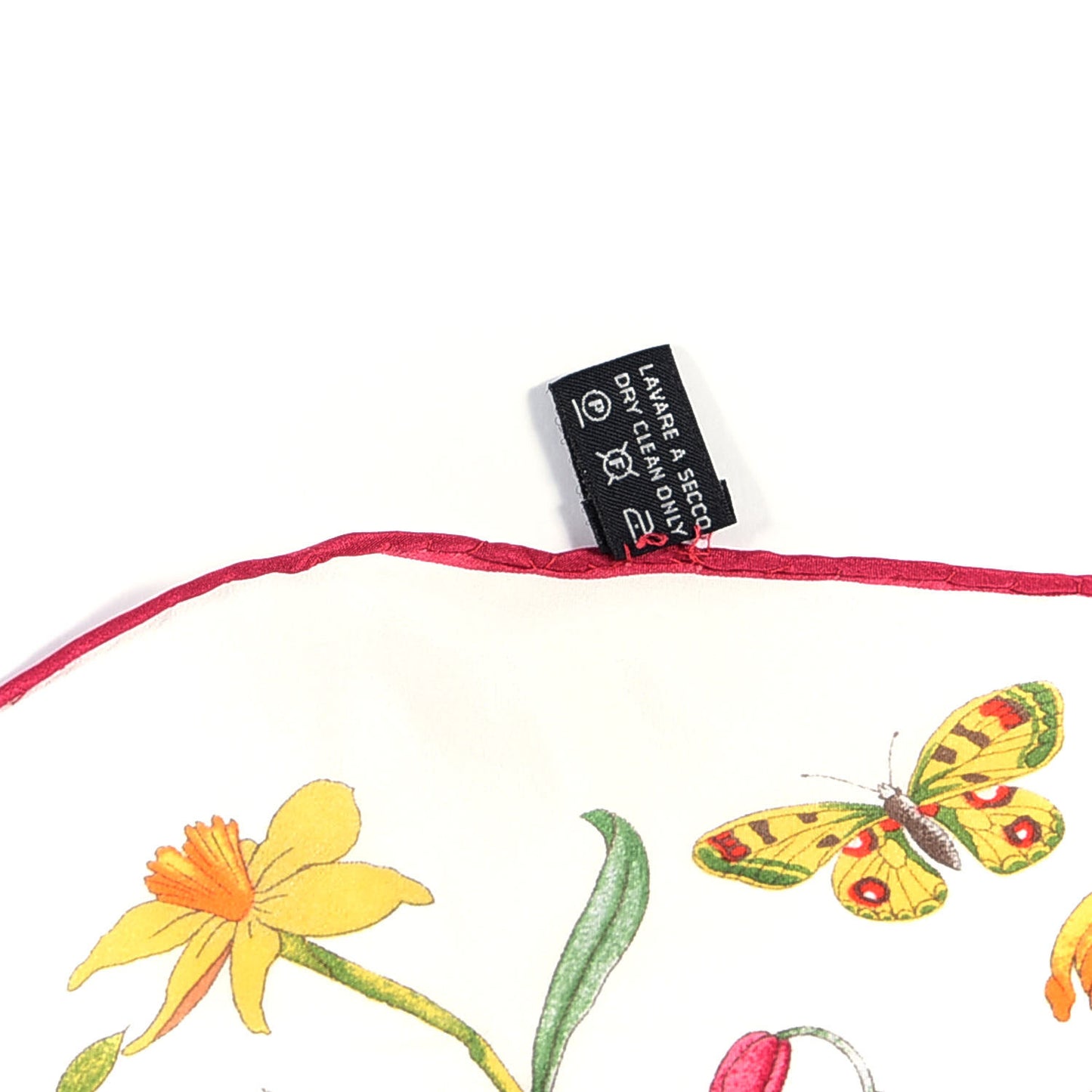 Silk Floral Triangle Scarf White Multicolor