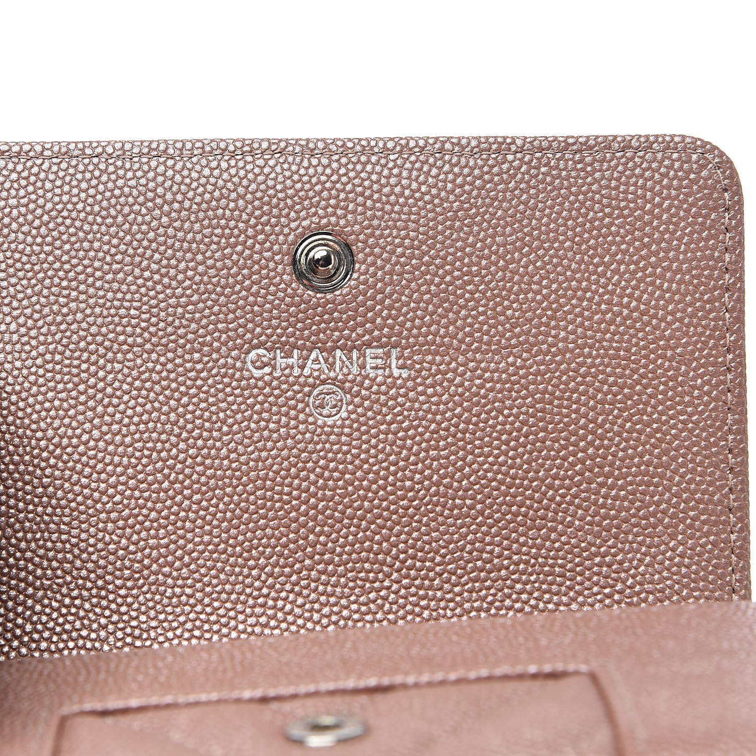 Chanel Metallic Caviar Chevron Quilted Vintage Mademoiselle Flap Card Holder Pink 6 of 9