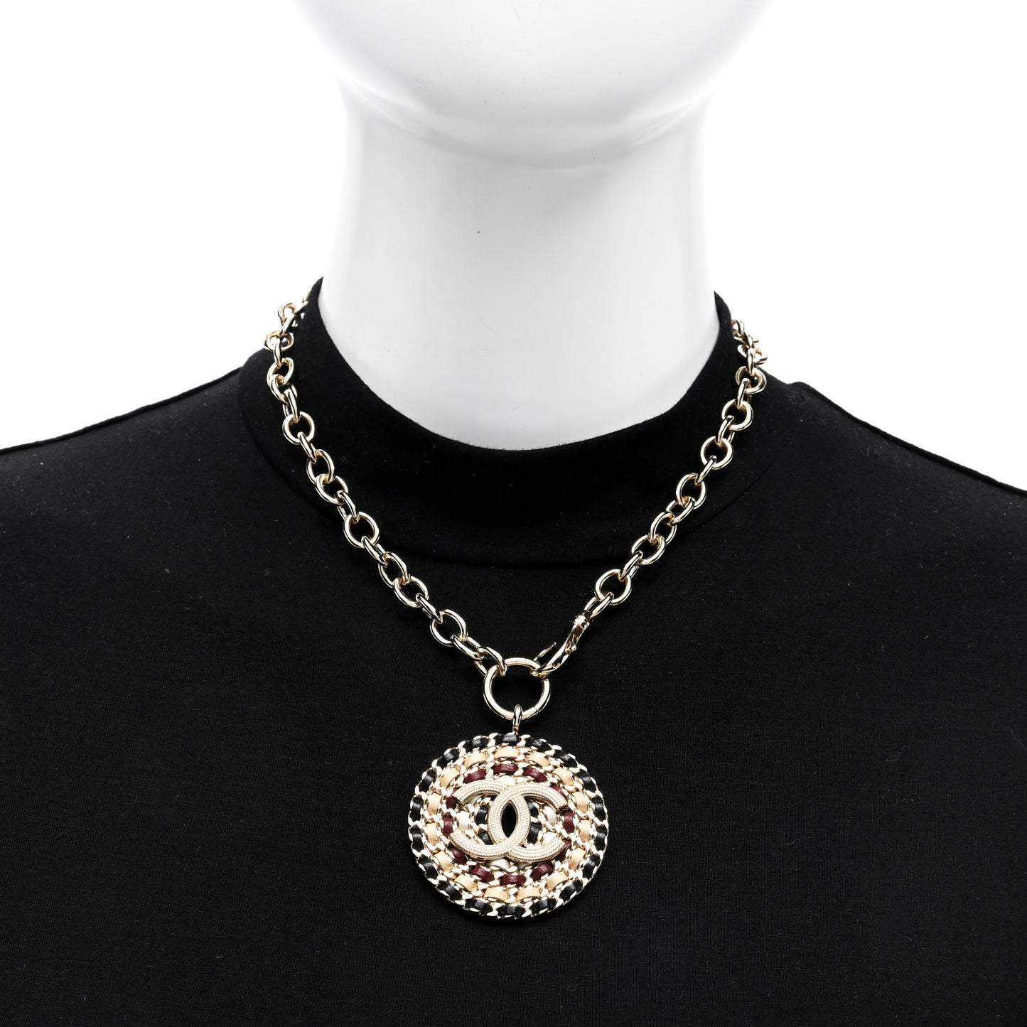 Lambskin Chain CC Necklace Gold