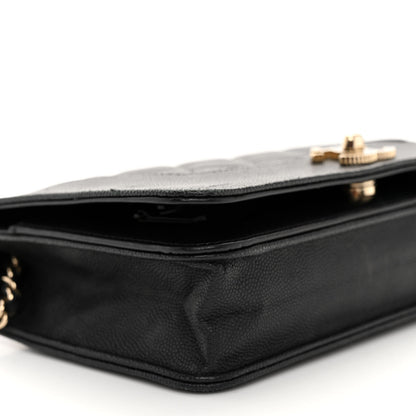 Chanel Caviar Quilted Vintage Mademoiselle Wallet On Chain WOC Black 8 of 9