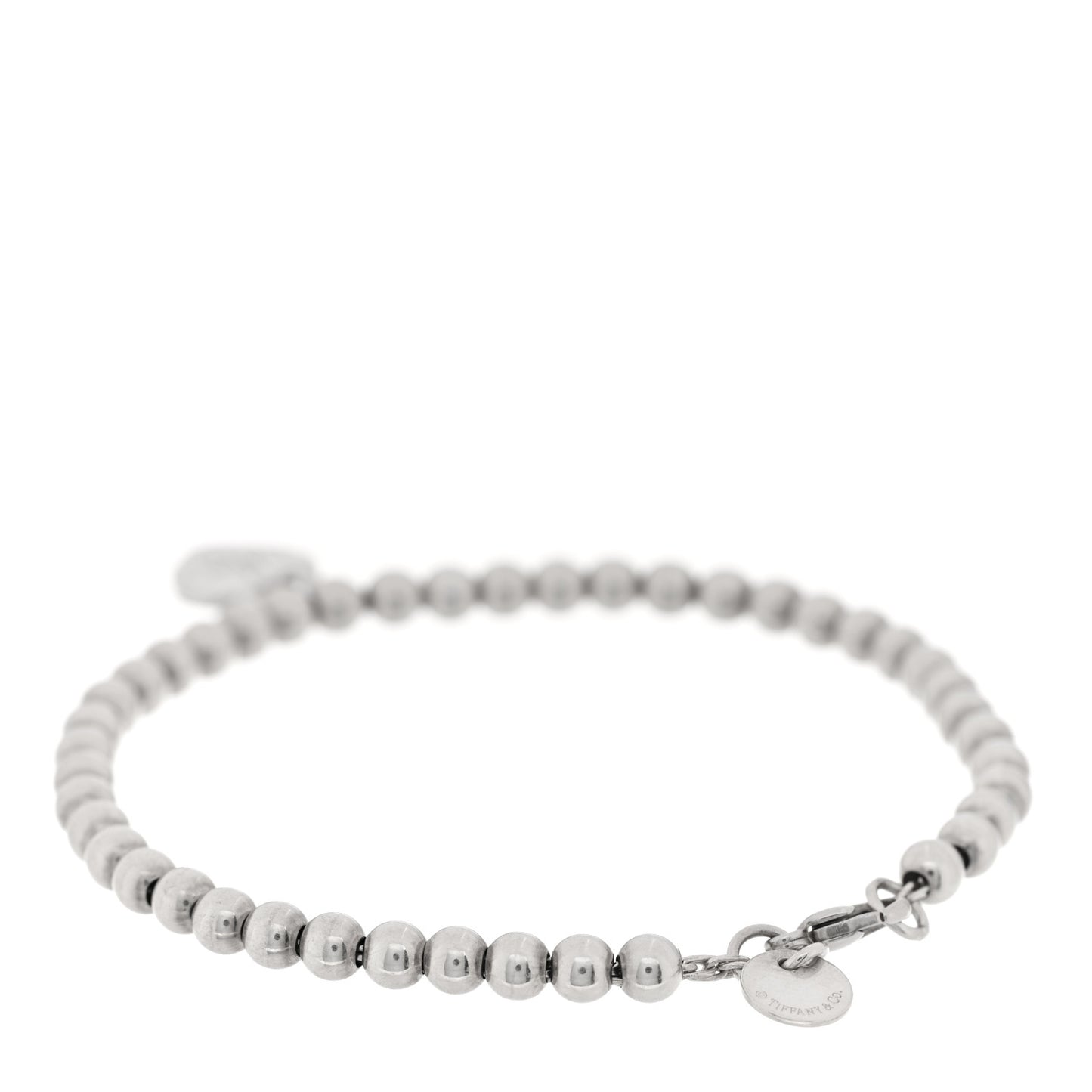 Sterling Silver 4mm Mom Heart Tag Bead Bracelet
