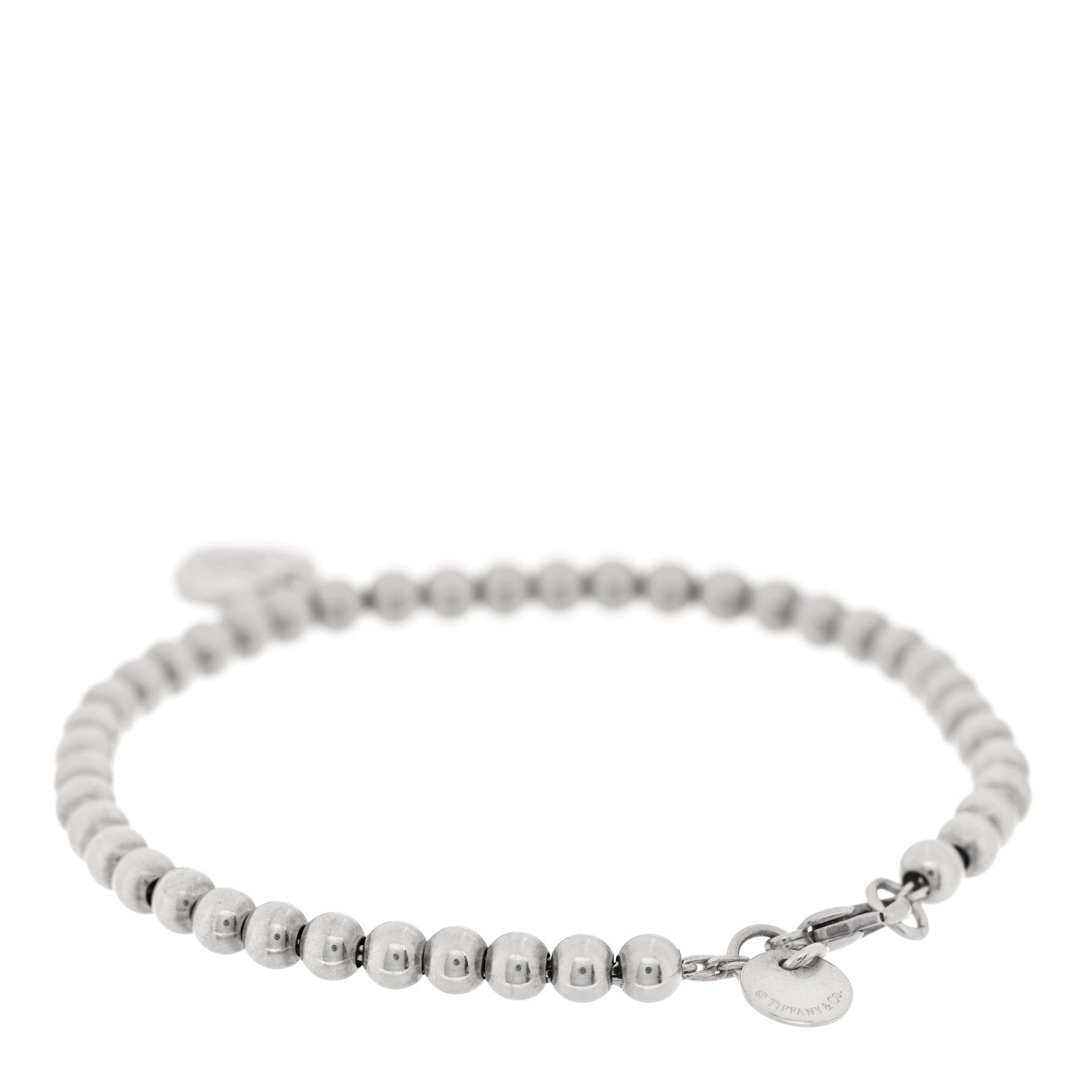 Tiffany Sterling Silver 4mm Mom Heart Tag Bead Bracelet 2 of 4