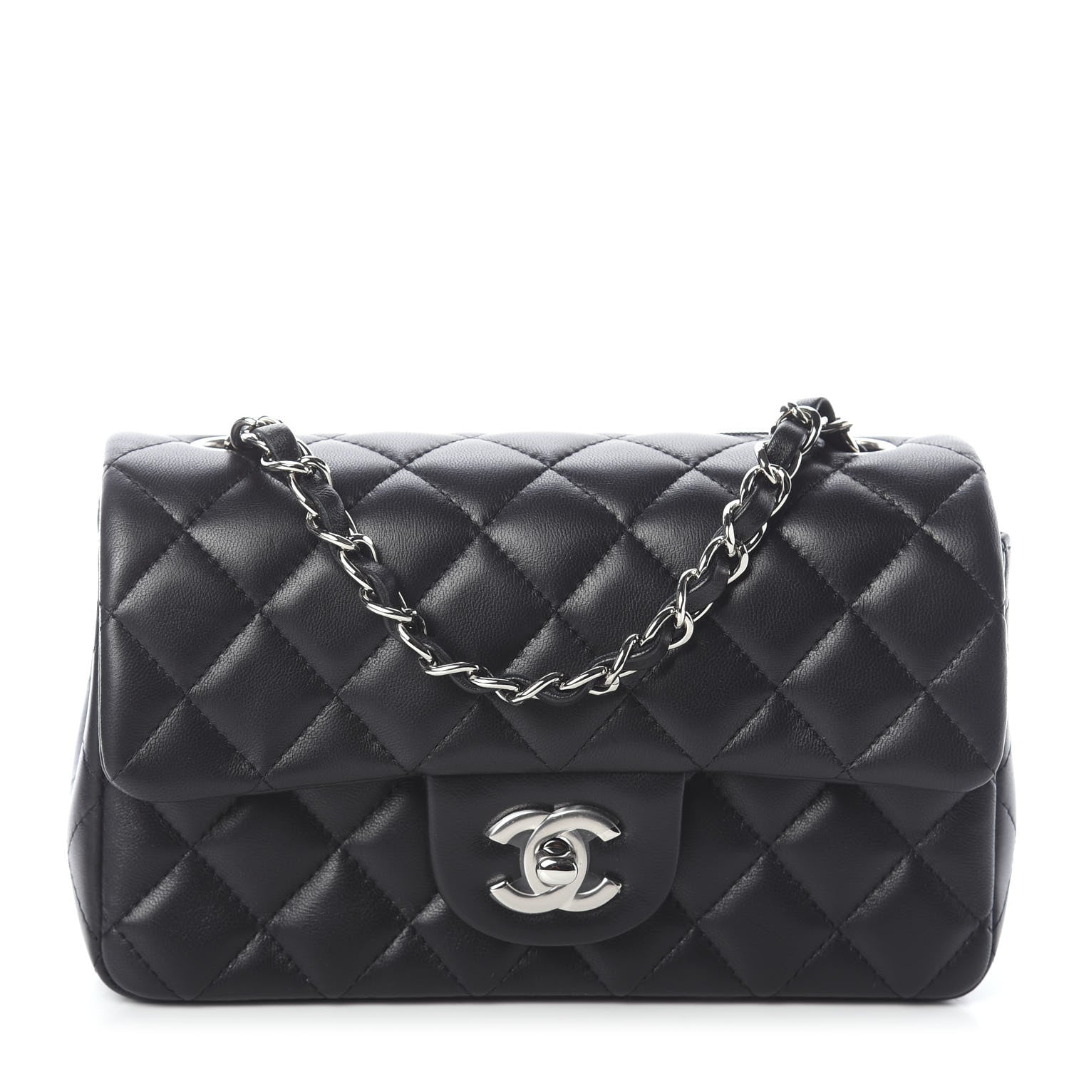 Chanel Lambskin Quilted Mini Rectangular Flap Black 1 of 9