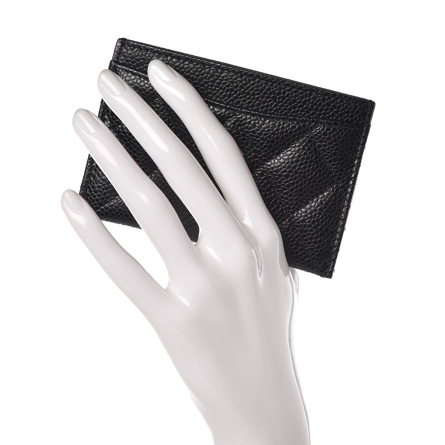 Caviar Quilted Card Holder Black