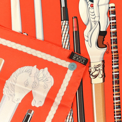 Hermes Silk Les Cannes Scarf 90 Capucine Brun Grege 3 of 3