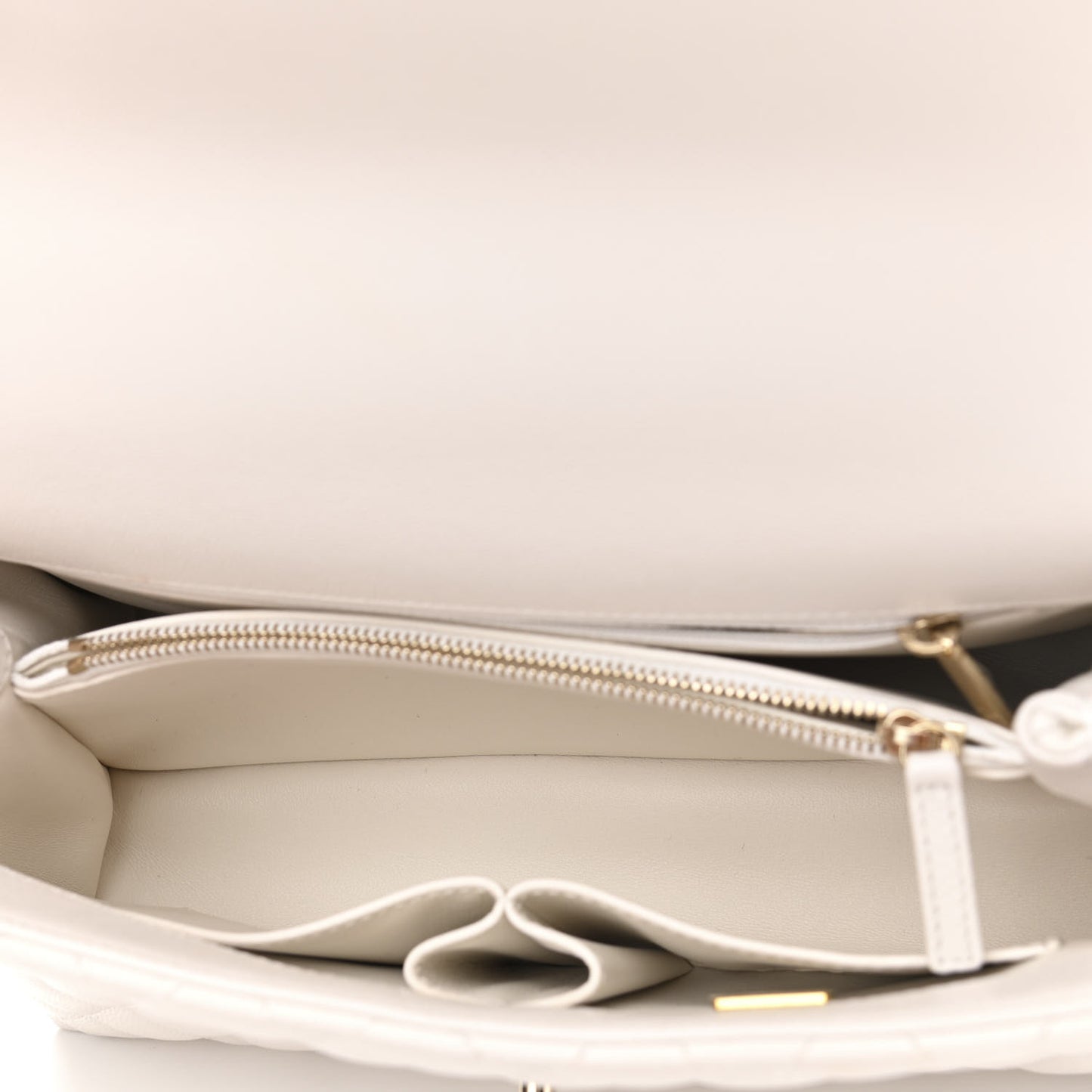 Caviar Quilted Small Coco Handle Flap White