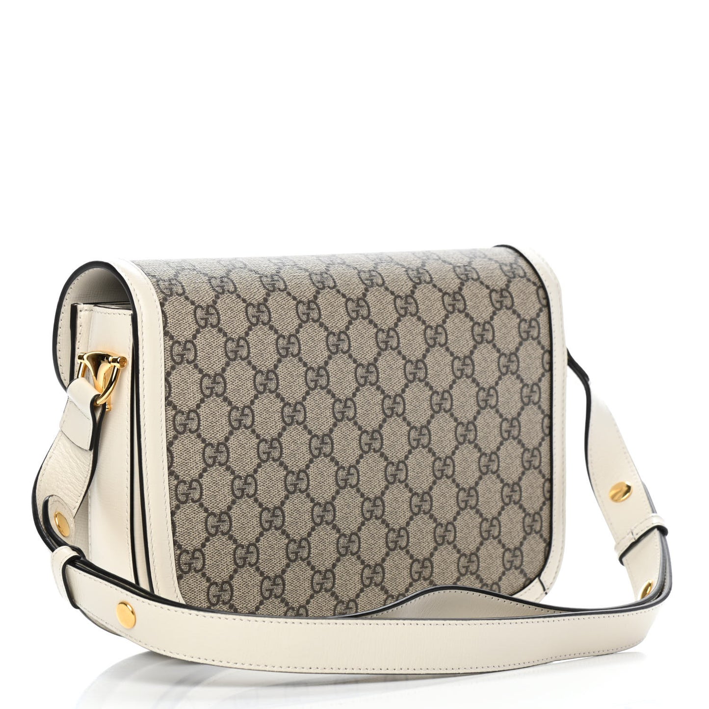 GG Supreme Monogram Horsebit 1955 Shoulder Bag Beige Mystic White