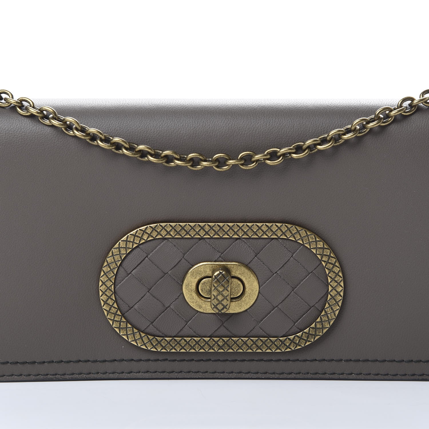 Bottega Veneta Nappa Intrecciato Ellittica Chain Wallet New Steel 6 of 10