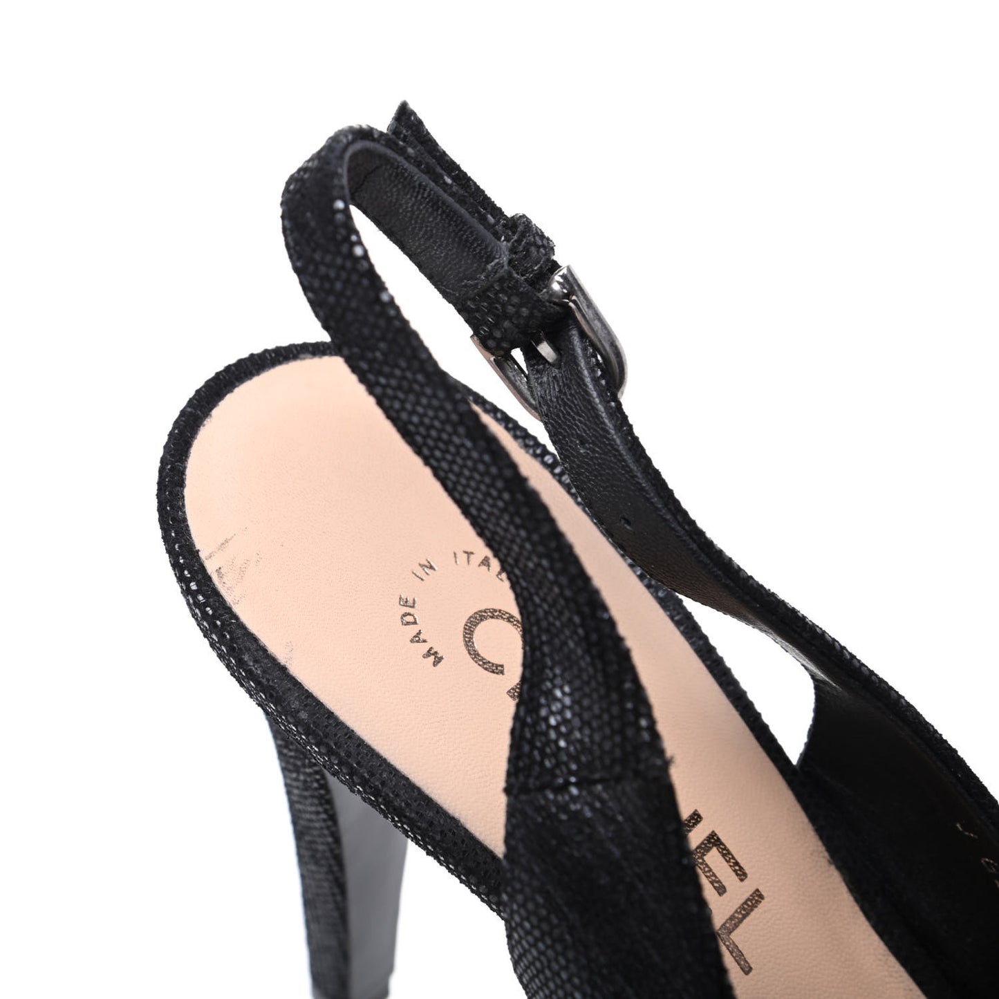 Shimmer Fabric Peep Toe Slingback Pumps 39 Black