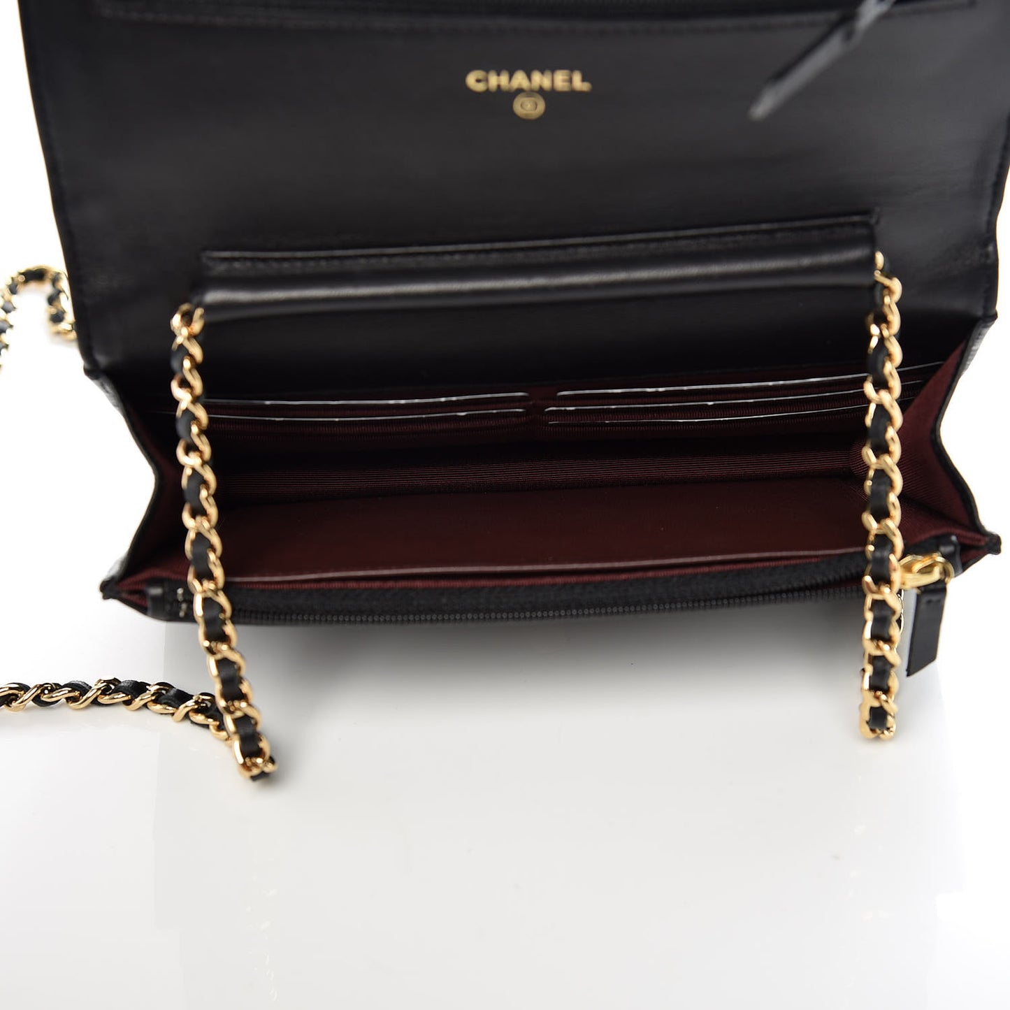 Lambskin Quilted Wallet On Chain WOC Black