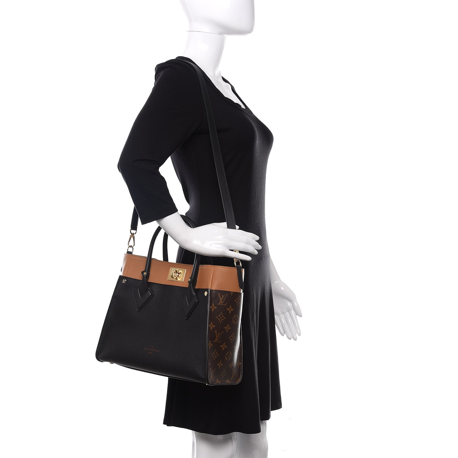 Louis Vuitton Calfskin Monogram On My Side Black 2 of 9