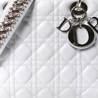 Christian Dior Lambskin Cannage Medium Lady Dior Crystal Strap Light Blue 8 of 10