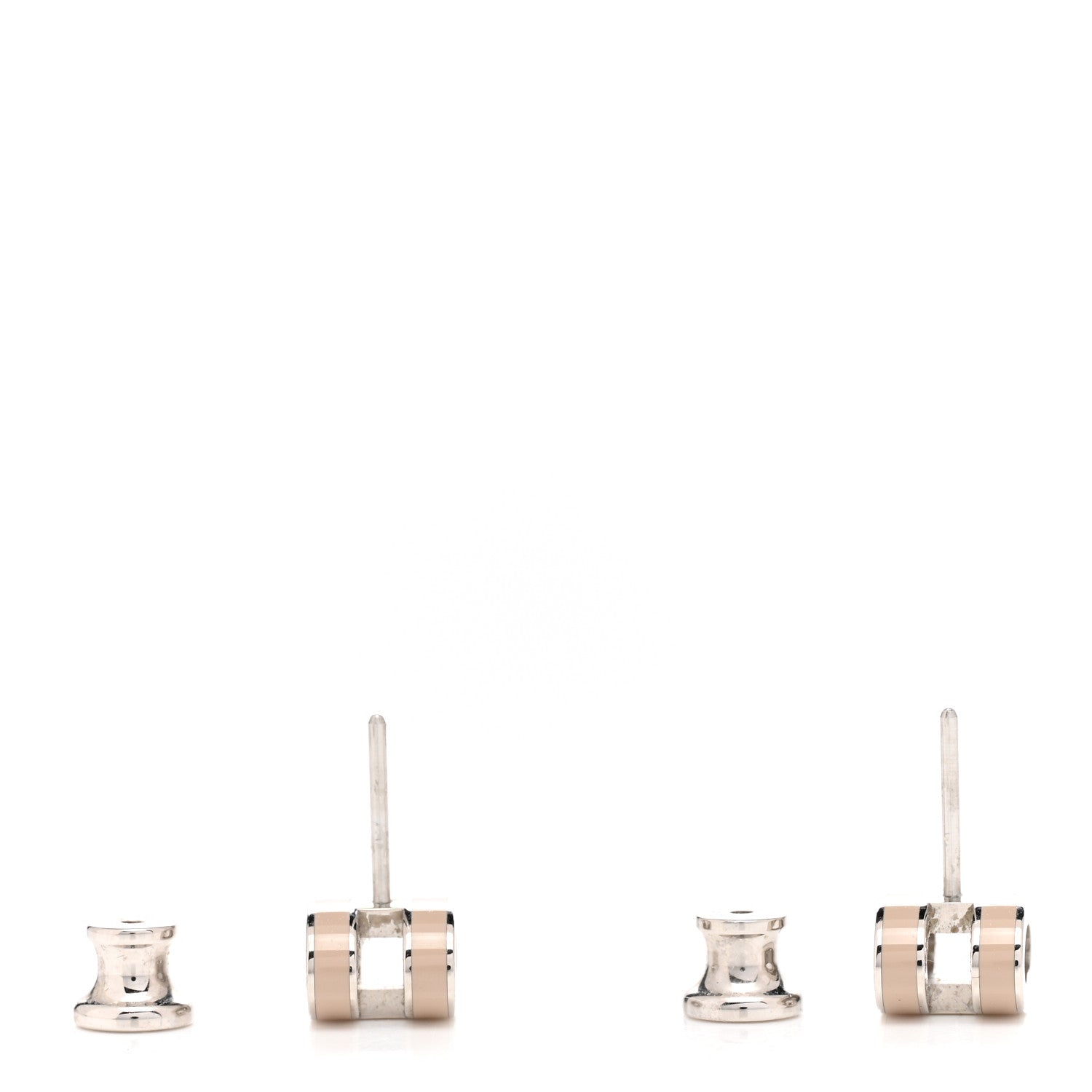Hermes Palladium Lacquered Mini Pop H Earrings Marron Glace 3 of 5