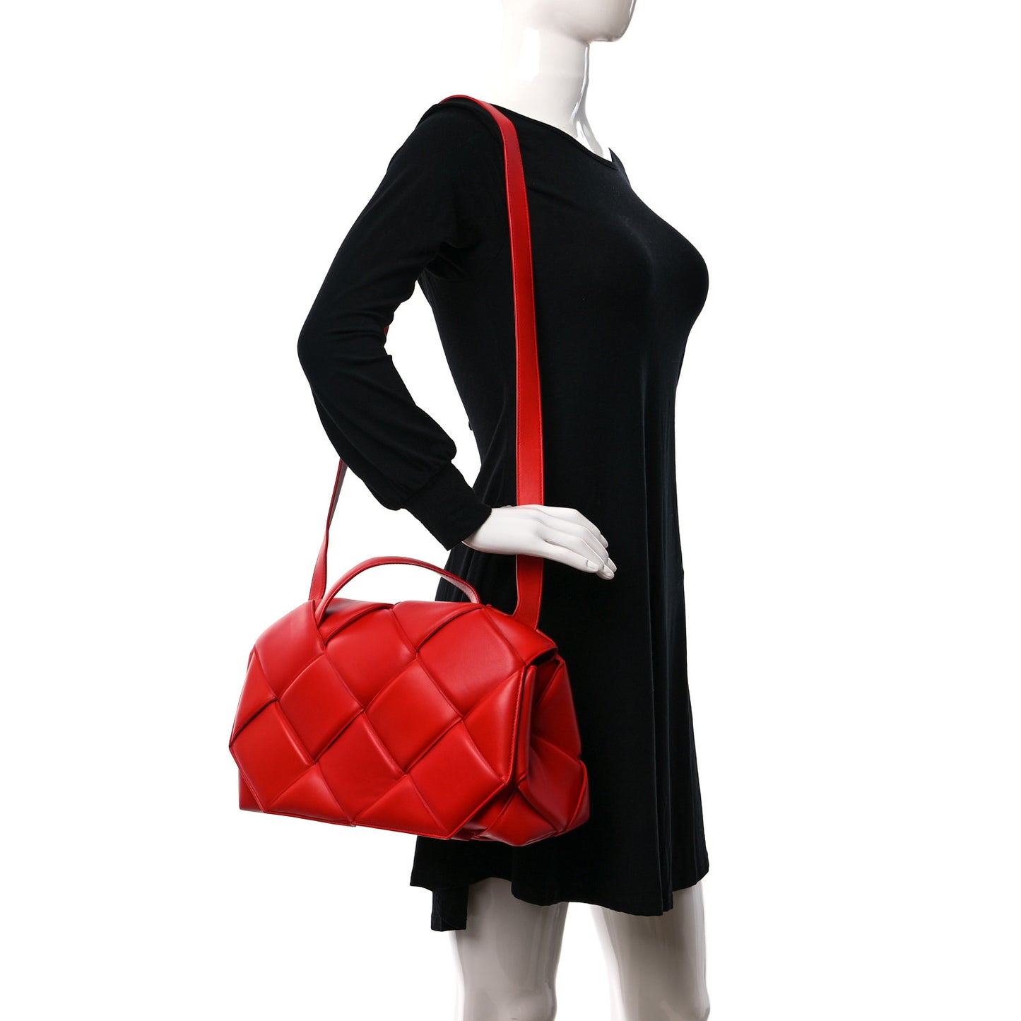 Nappa Intreccio Padded Top Handle Shoulder Bag Nail Polish