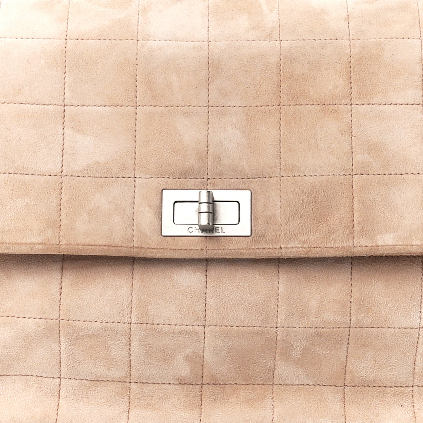 Suede Chocolate Bar Mademoiselle Flap Beige