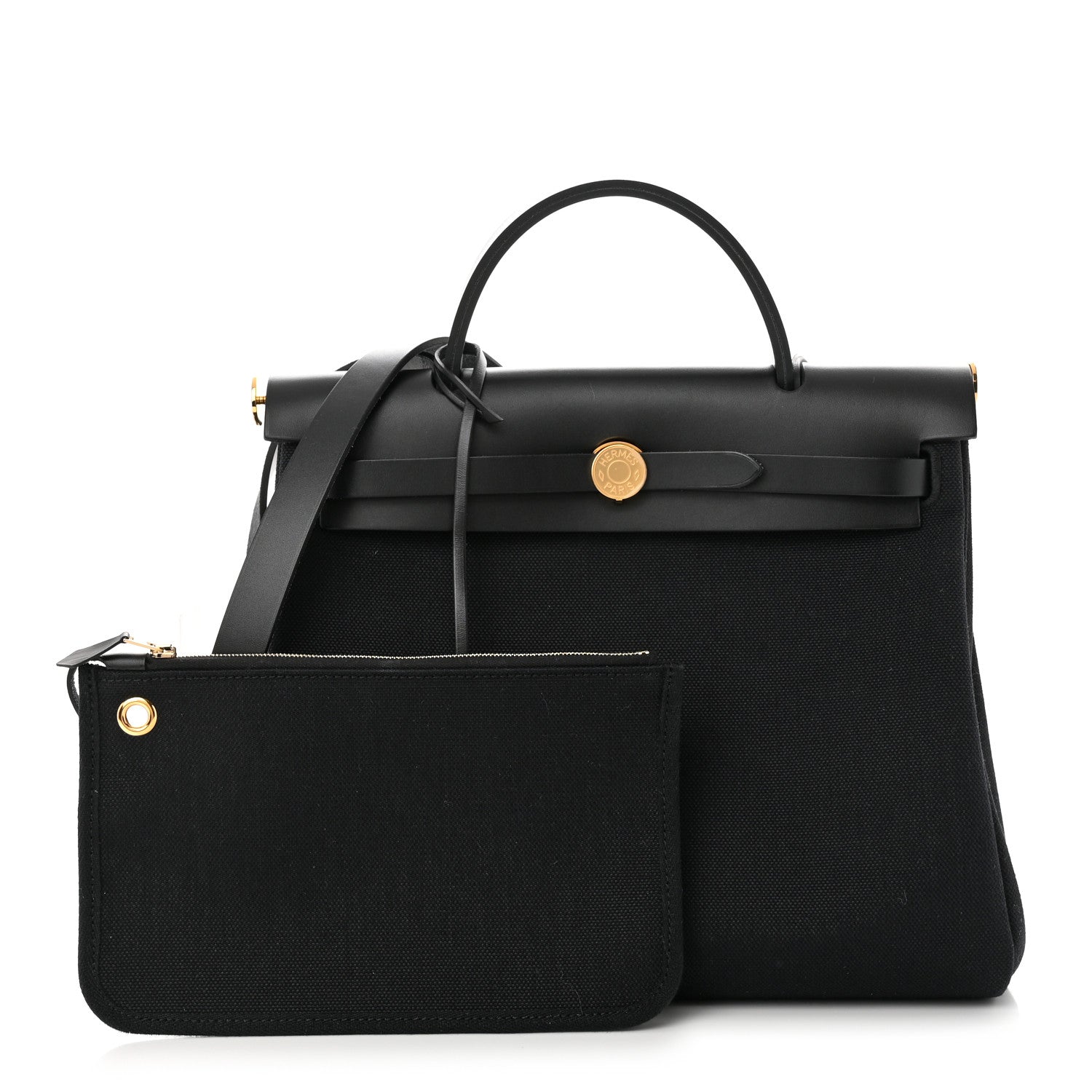 Hermes Military Toile Vache Hunter Herbag Zip PM 31 Black 1 of 12