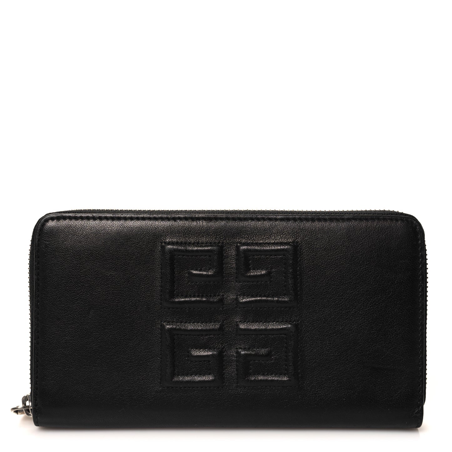 Lambskin Logo Zip Around Wallet Black
