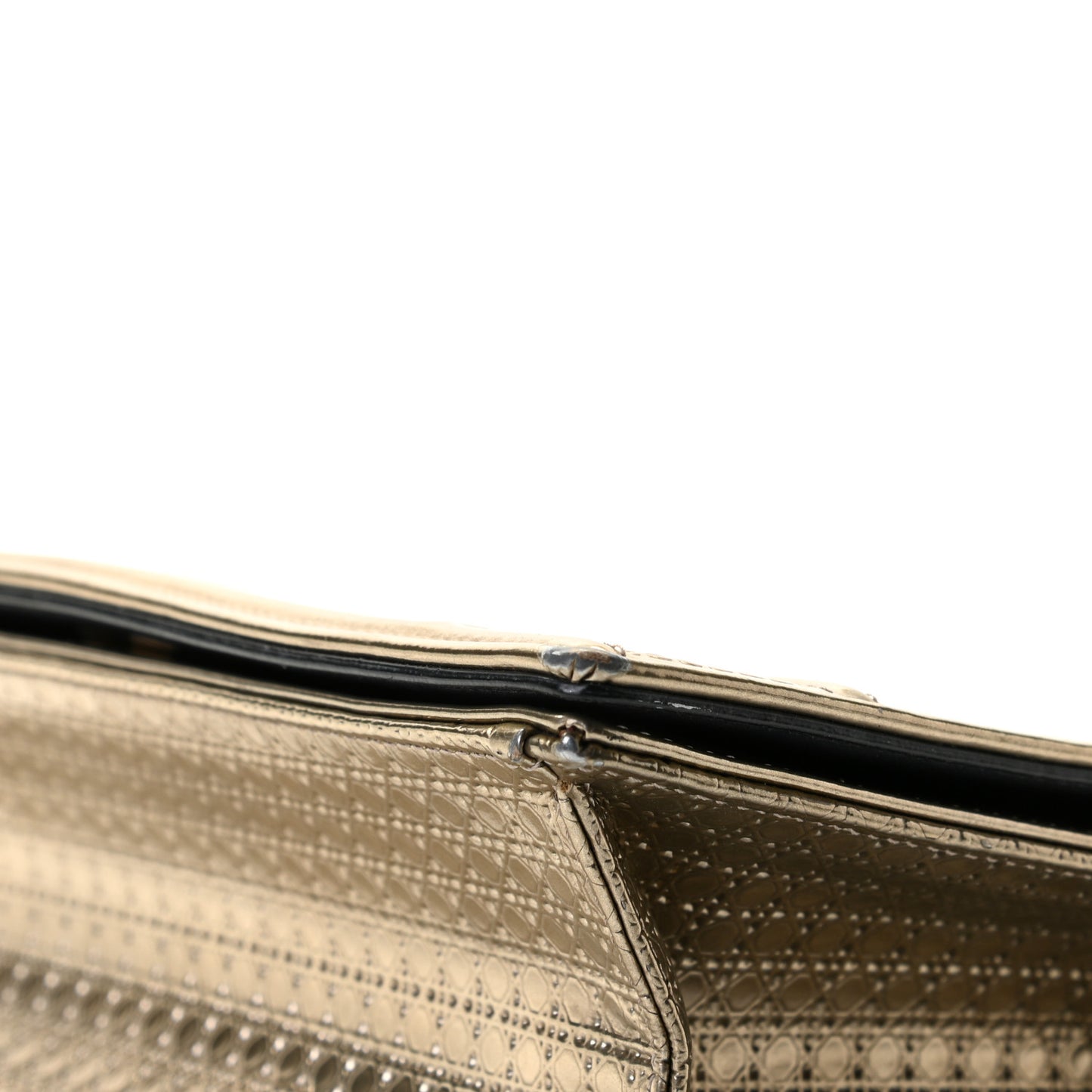 Metallic Patent Micro-Cannage Medium Diorama Flap Bag Gold