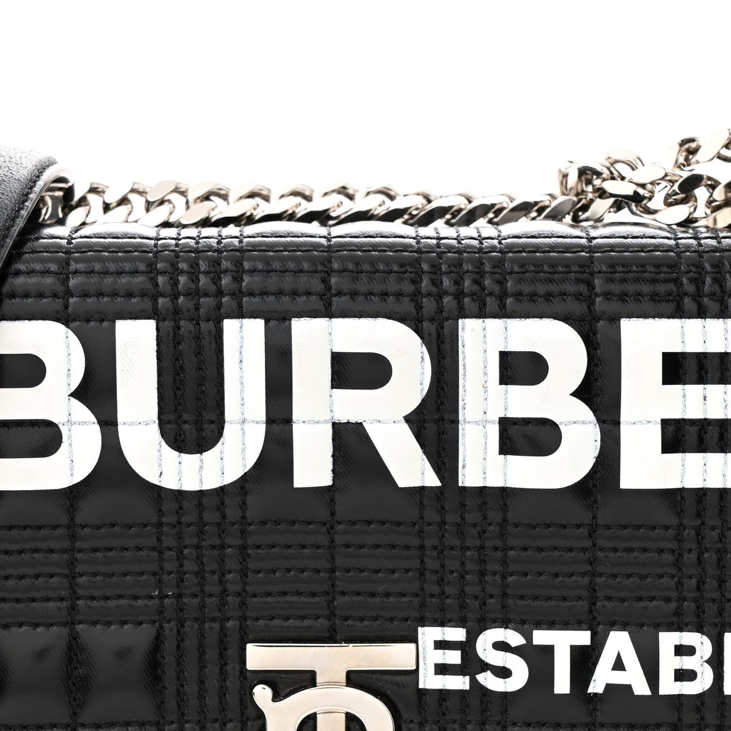 Patent Quilted Horseferry Print Small Lola Bag Black