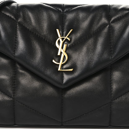 Saint Laurent Lambskin Quilted Toy Loulou Puffer Monogram Chain Satchel Black 9 of 12