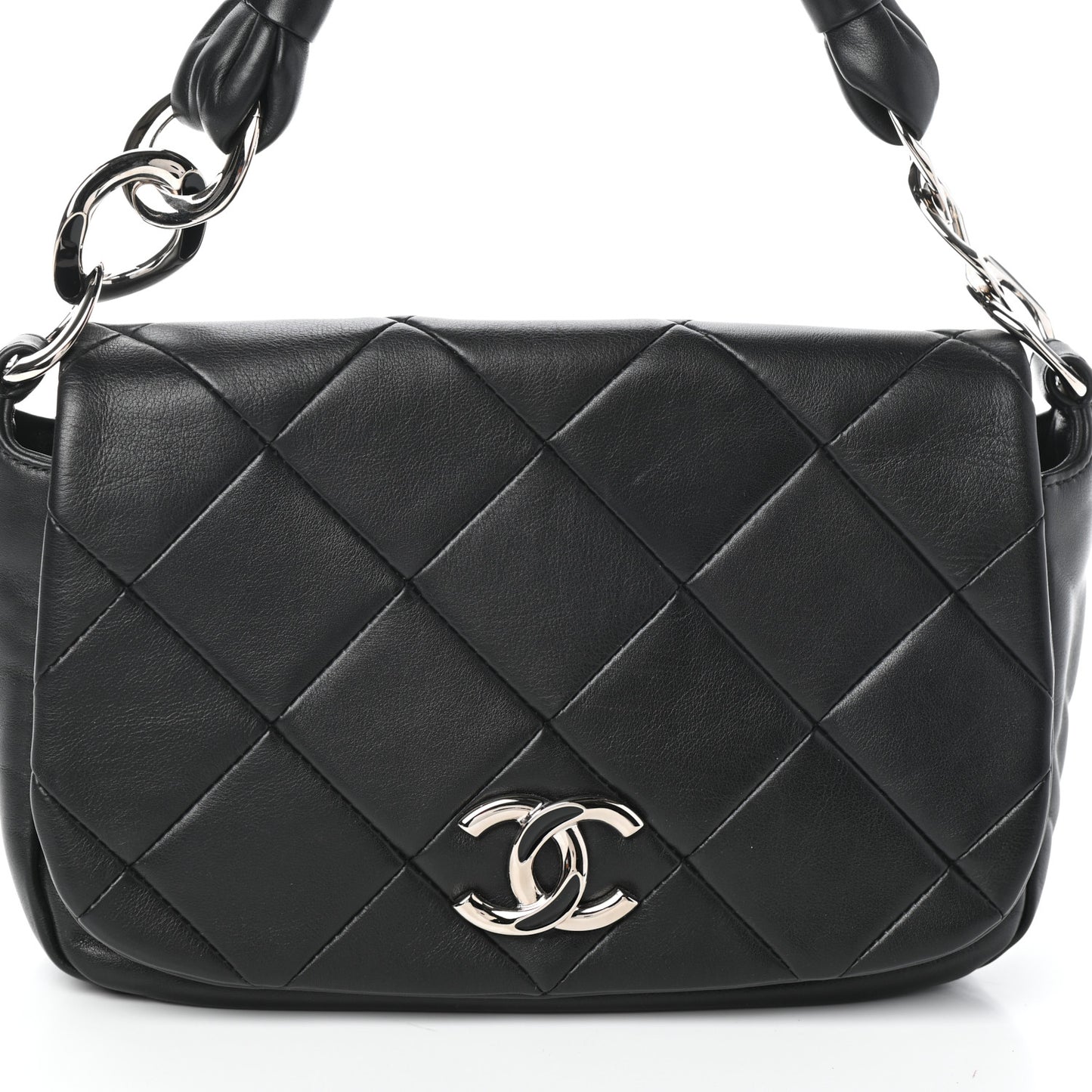 Lambskin Quilted Flap Bag Black