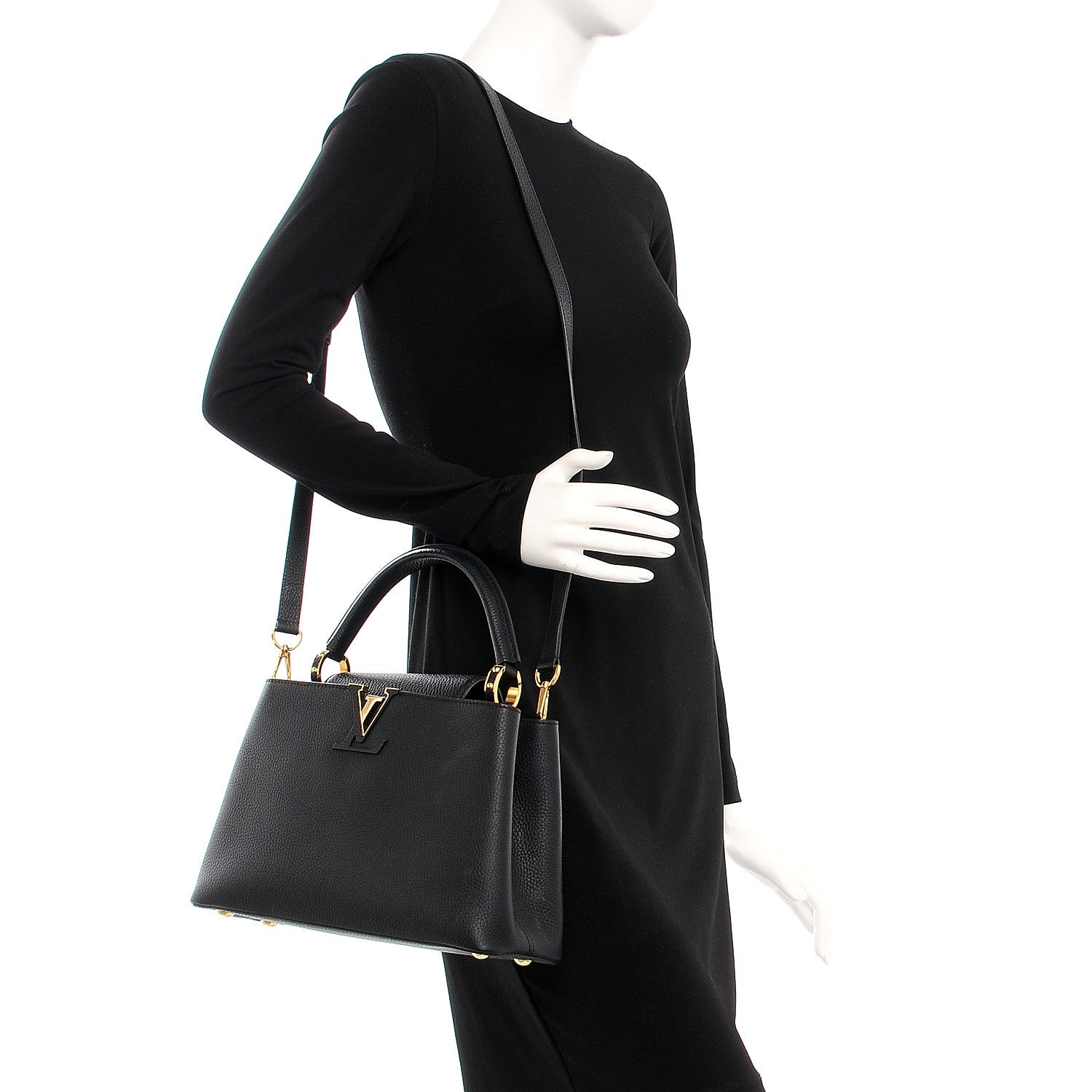 Louis Vuitton Taurillon Capucines PM Black 2 of 11