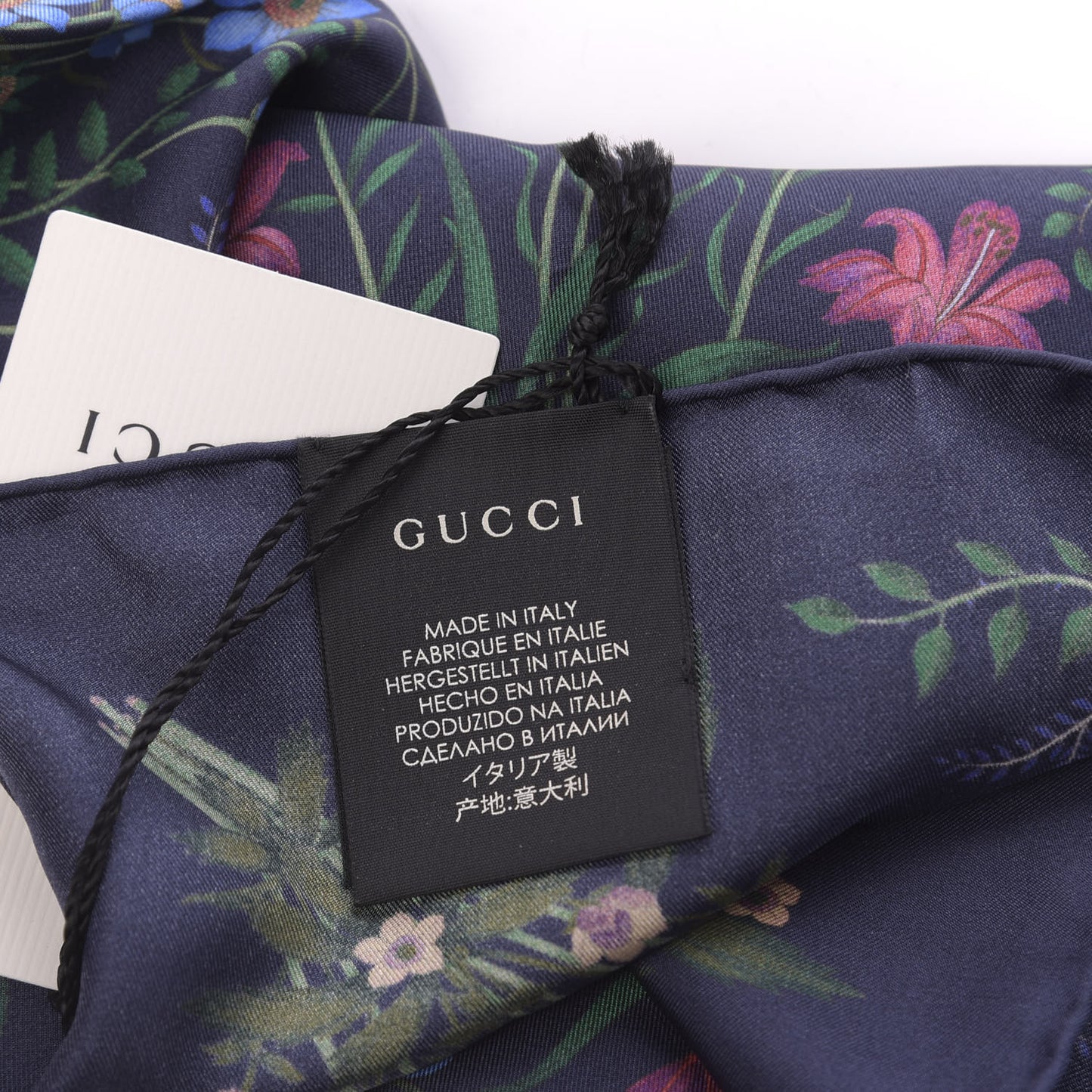 Silk Twill Nuovoflora Square Handkerchief Midnight Blue Blue
