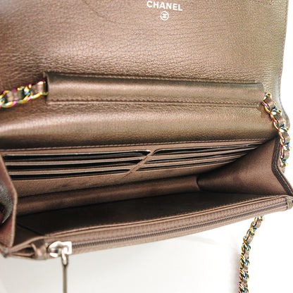 Chanel Iridescent Goatskin Quilted Wallet On Chain WOC Dark Bronze 5 of 8