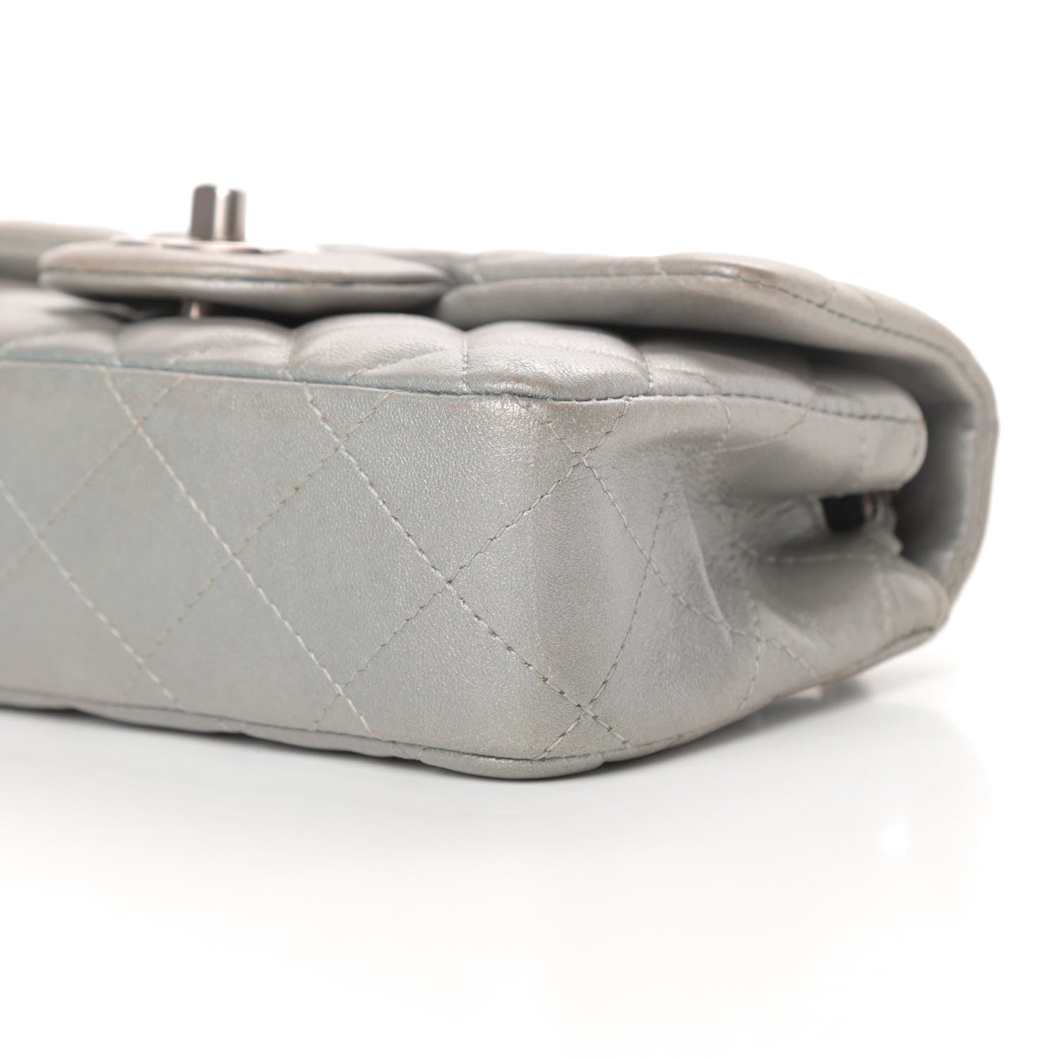 Chanel Metallic Lambskin Quilted Extra Mini Rectangular Flap Silver 10 of 14