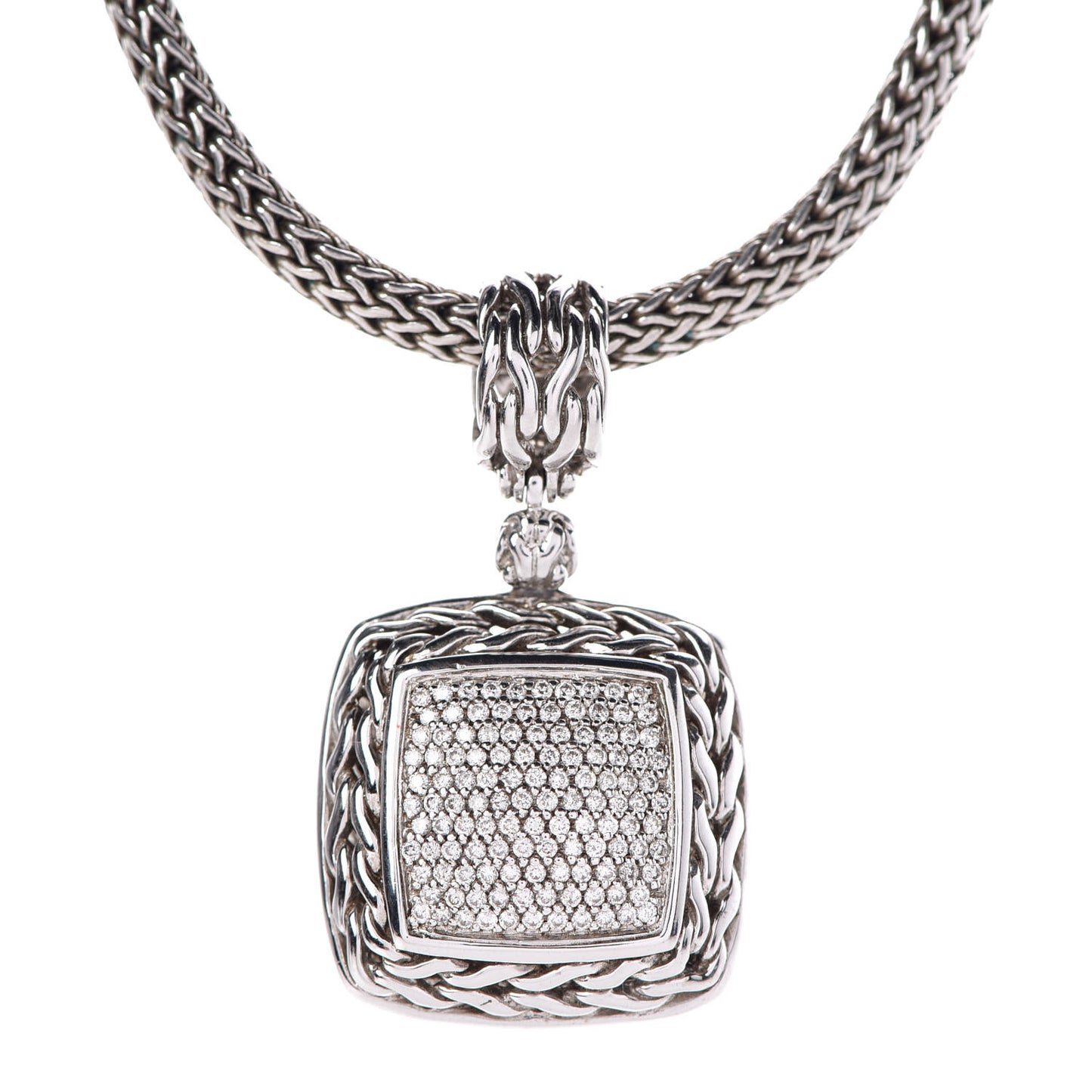Sterling Silver Diamond Classic Chain Enhancer Pendant Necklace