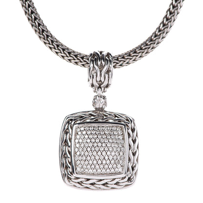 John Hardy Sterling Silver Diamond Classic Chain Enhancer Pendant Necklace 4 of 7