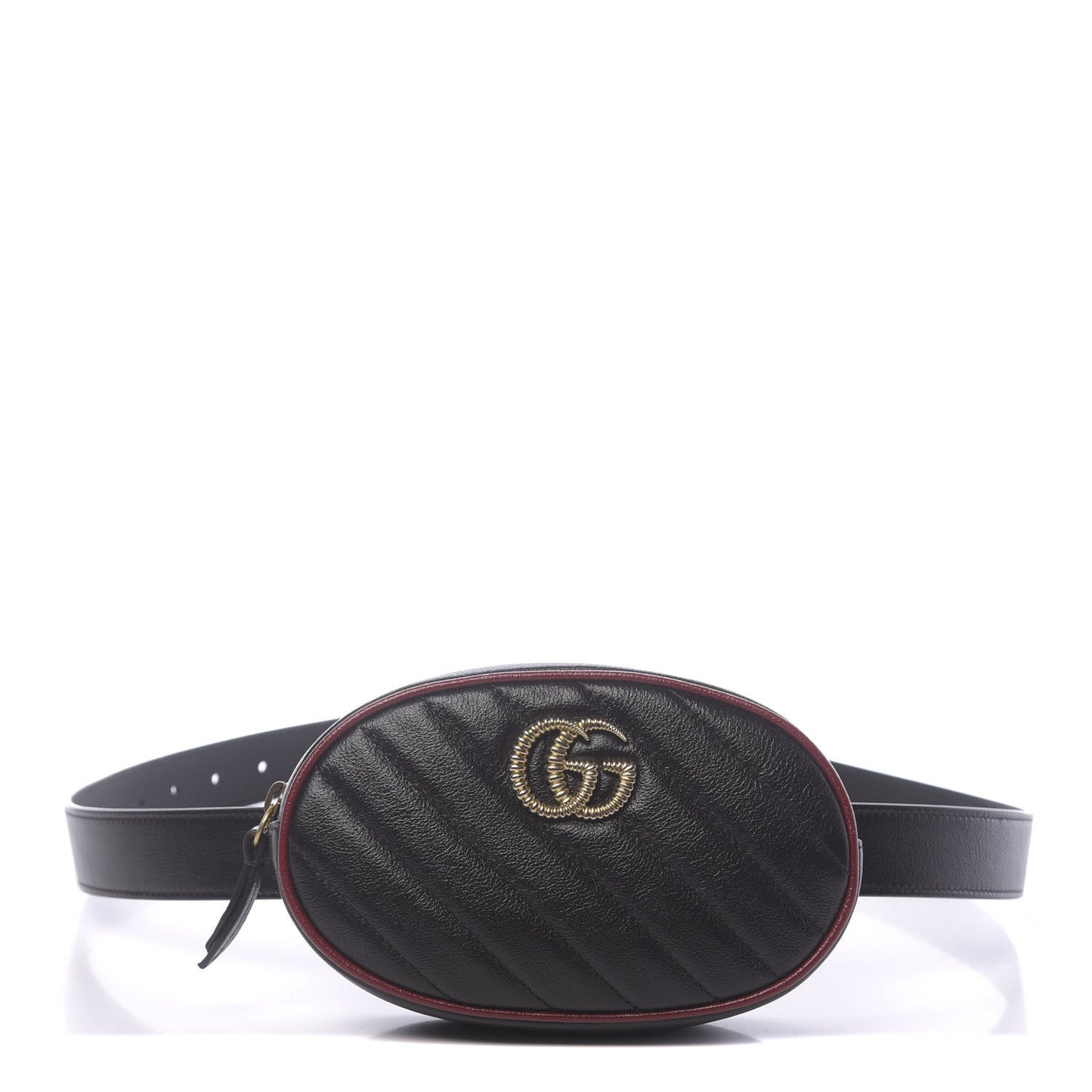 Azalea Calfskin Matelasse Diagonal Torchon GG Marmont Belt Bag 95 38 Black Romantic Cerise