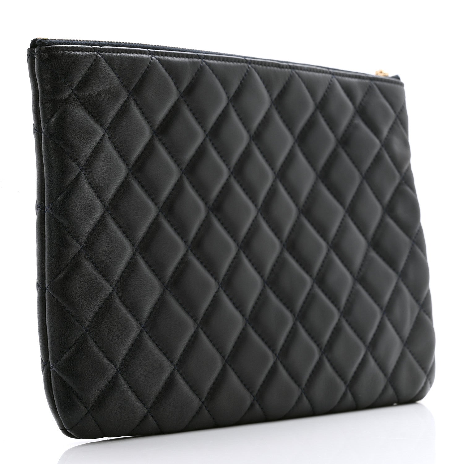 Chanel Lambskin Quilted Medium Cosmetic Case Navy Blue 3 of 9