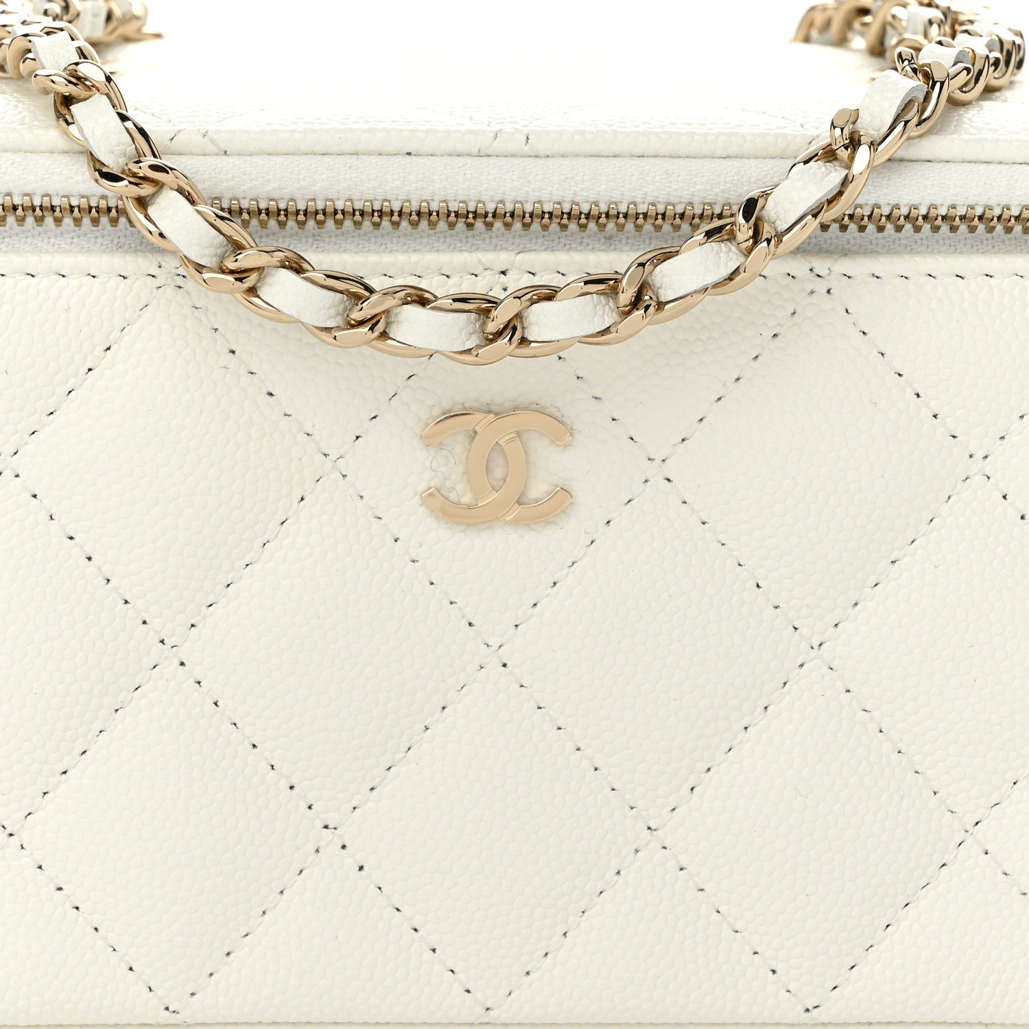 Chanel Caviar Quilted Small Vanity Case With Chain White 8 of 11